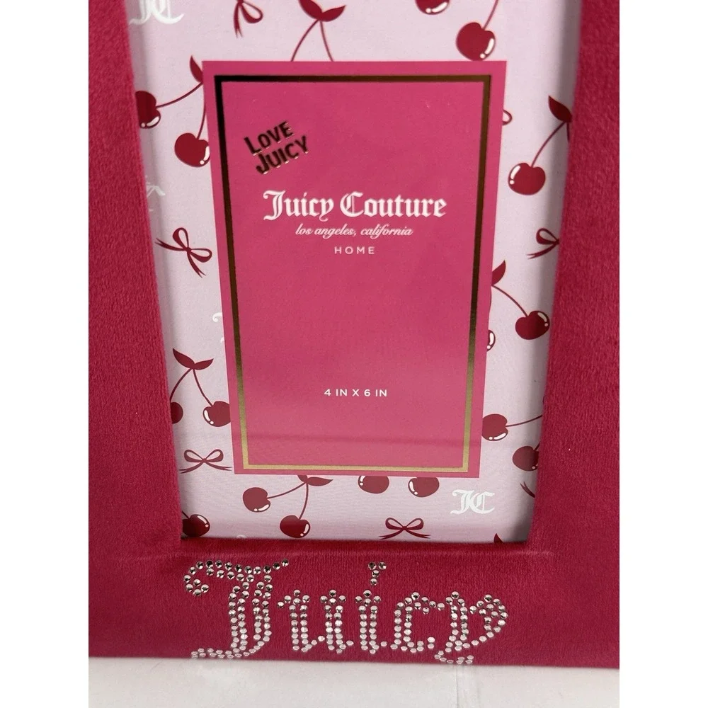 Juicy Couture Pink Velour Rhinestone Crown Photo Frame 4x6 Glam